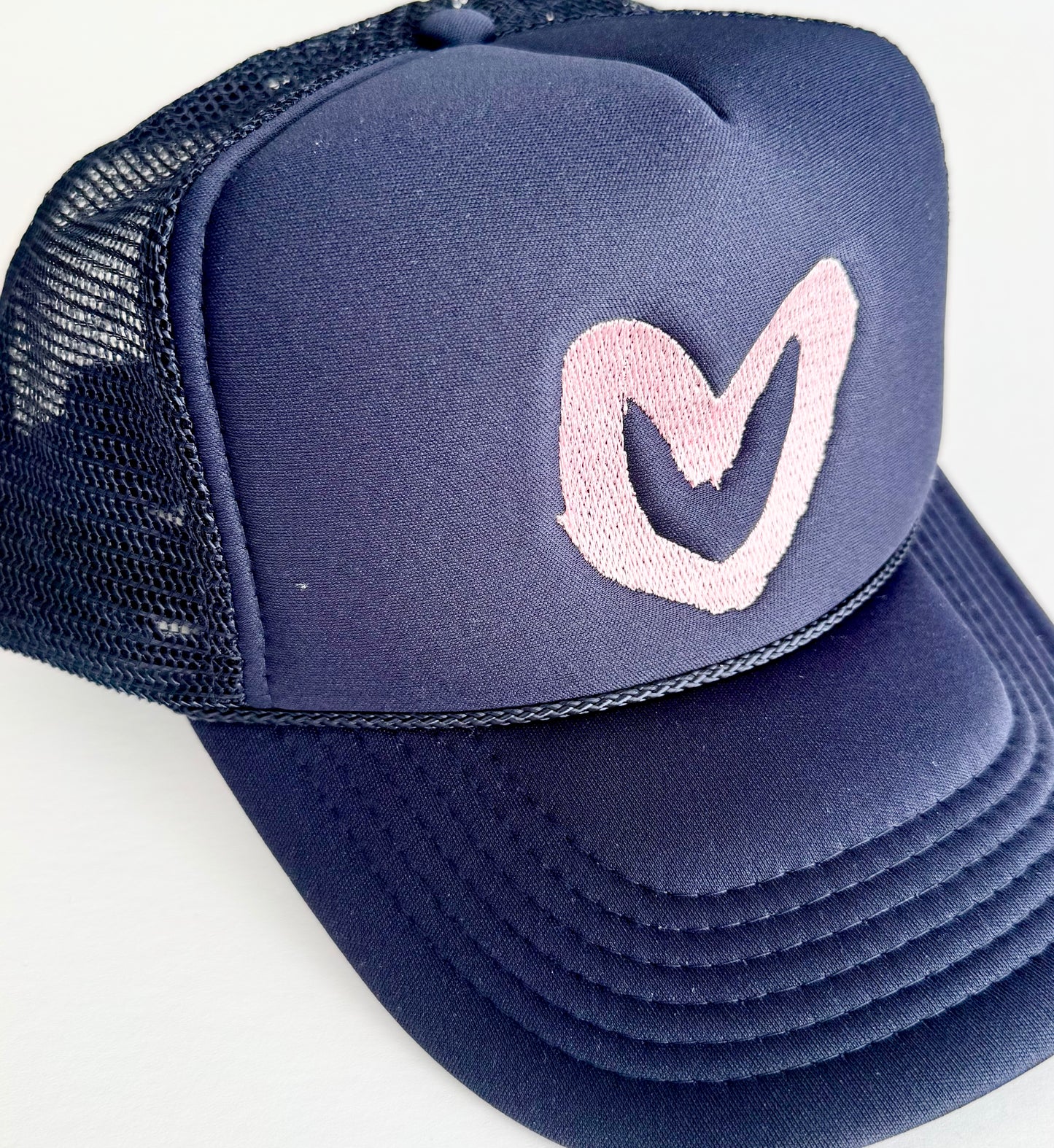 Carrie Song X TMS Heart Trucker Hat - Navy / Pink