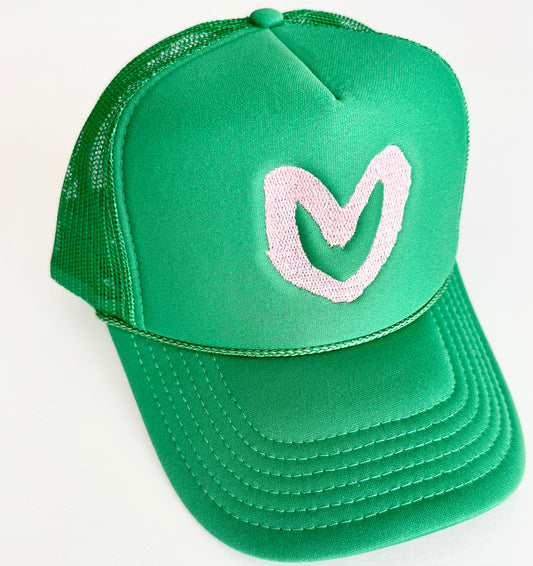 Carrie Song X TMS Heart Trucker Hat - Green / Pink