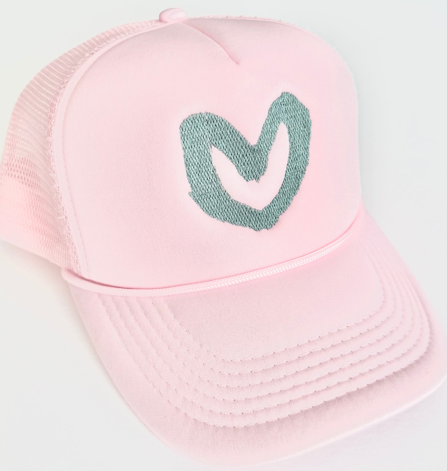 Carrie Song X TMS Heart Trucker Hat - Pink / GreyGreen