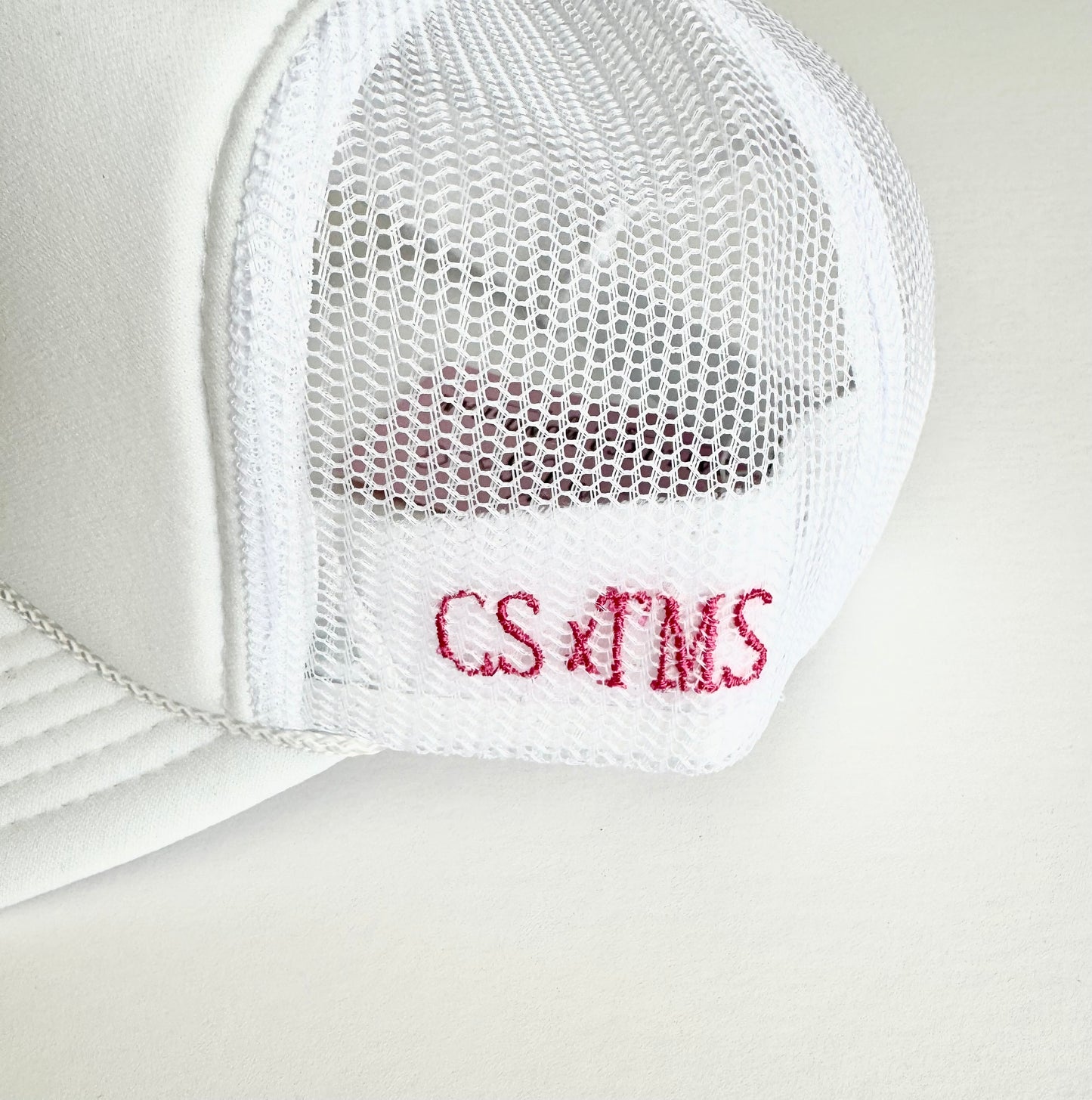 Carrie Song X TMS Heart Trucker Hat - White / Hot Pink