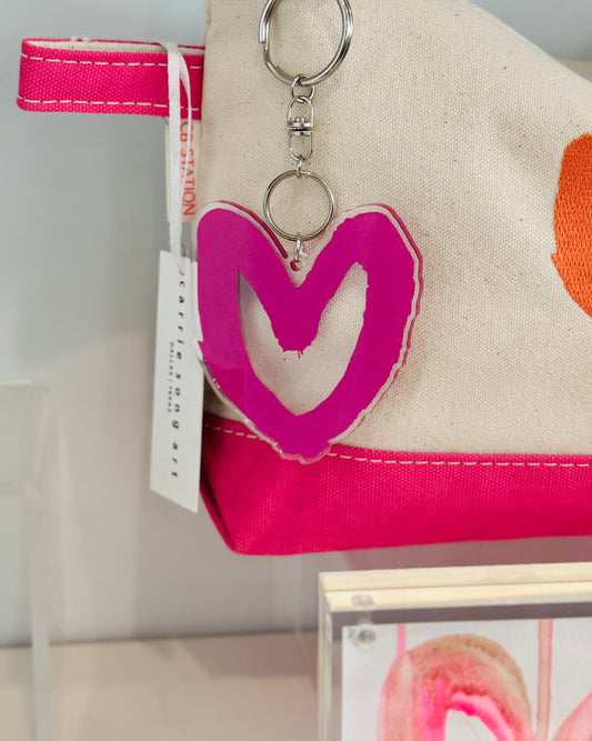 Carrie Song Signature Pink Heart Keychain